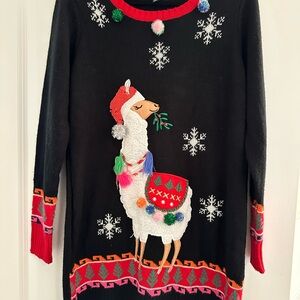 Festive Black Llama Sweater